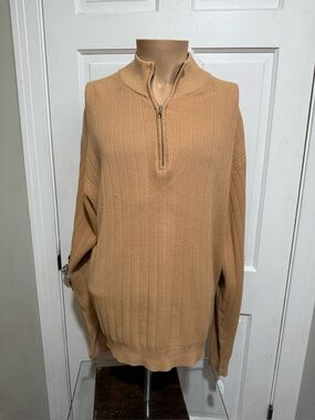 Mens T. Harris London Long Sleeve Pullover Sweater Tan Beige Size XL